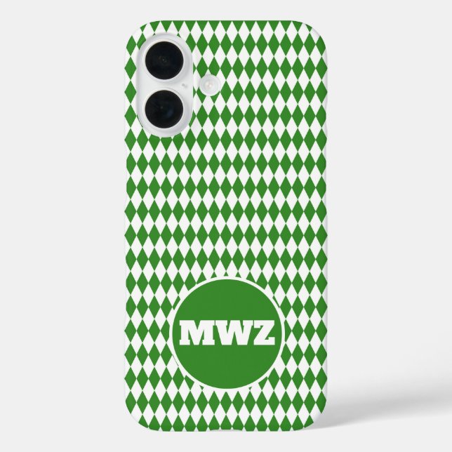 Green Diamond Monogram iPhone Case (Rückseite)