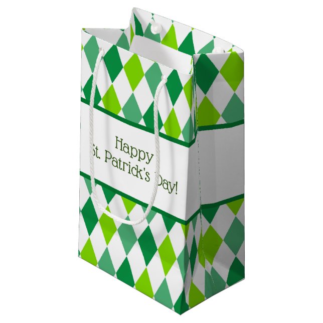 Green Diamond St. Patrick's Day Gift Bag Kleine Geschenktüte (Vorderseite Schrägansicht)