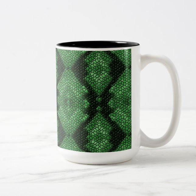 Green Diamonds Mosaik Tiles Pattern Tasse (Rechts)