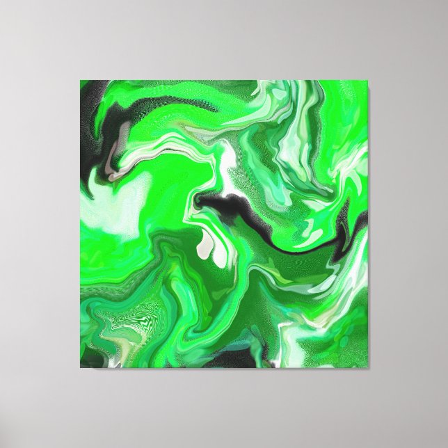 Green Digital Fluid Marble Art Leinwanddruck (Vorderseite)