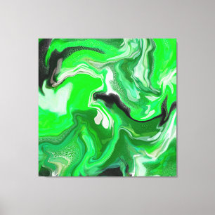 Green Digital Fluid Marble Art Leinwanddruck