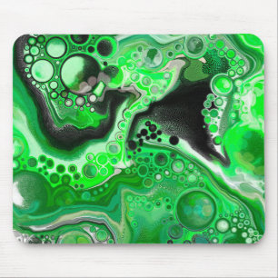 Green Digital Fluid Marble Art Mousepad