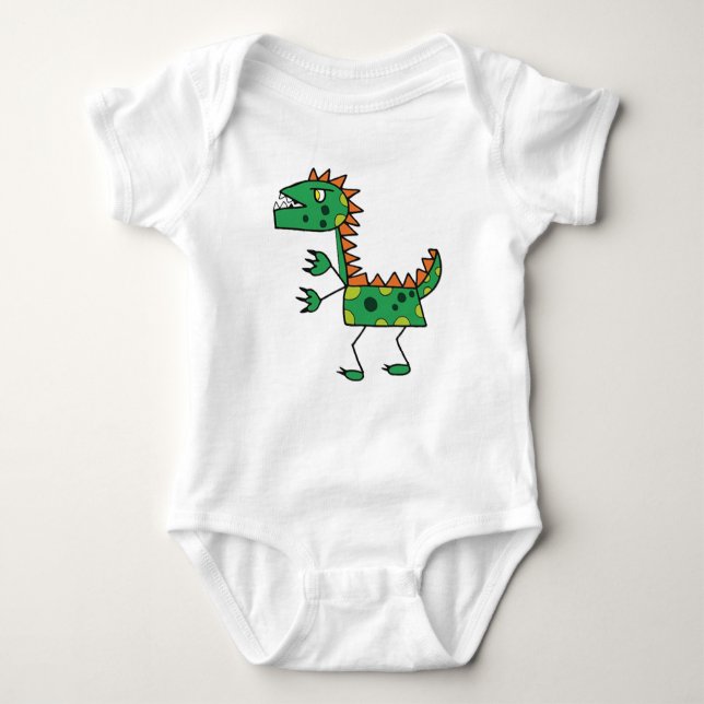 Green Dino Baby Jersey Bodysuit Baby Strampler (Vorderseite)