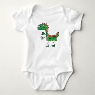 Green Dino Baby Jersey Bodysuit Strampler