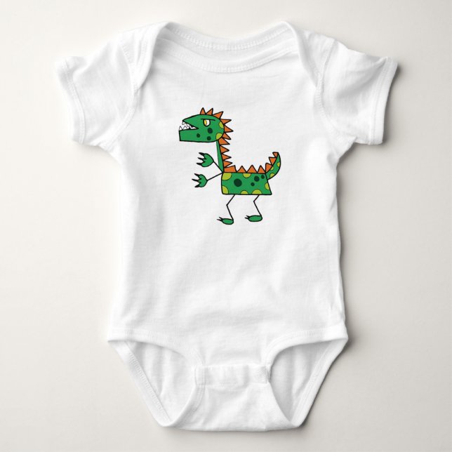 Green Dino Baby Jersey Bodysuit Strampler (Vorderseite)