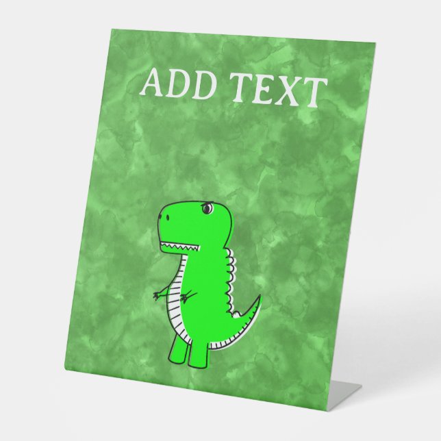 Green Dino Watercolor Kinderdusche Sockelschild (Vorderseite)