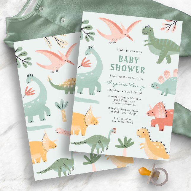 Green Dinosaur Baby Dusche Einladung (Green Dinosaur Baby Shower Invitation
)