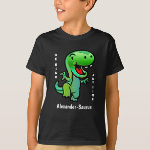 Green Dinosaur be Kind Junge Mädchen personalisier T-Shirt