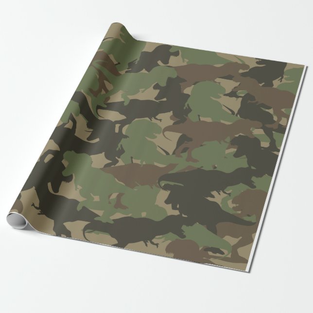 Green Dinosaur Camouflage Pattern Geschenk Geschenkpapier (Ungerollt)