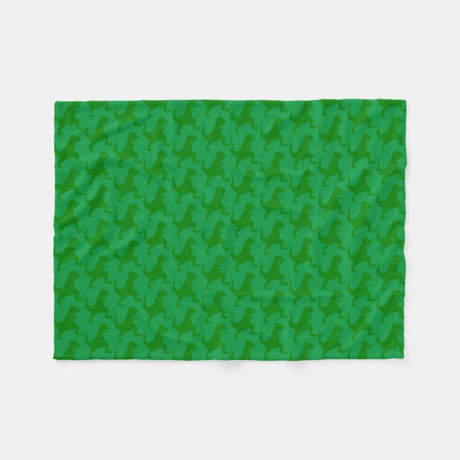 Green Dinosaur Christmas Fleece Blanket (Vorderseite (Horizontal))