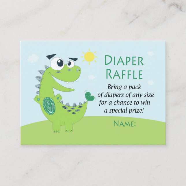 Green Dinosaur Diaper Raffles Tickets (Vorderseite)