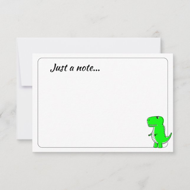 Green Dinosaur Drawing Custom Just a Note Mitteilungskarte (Vorderseite)