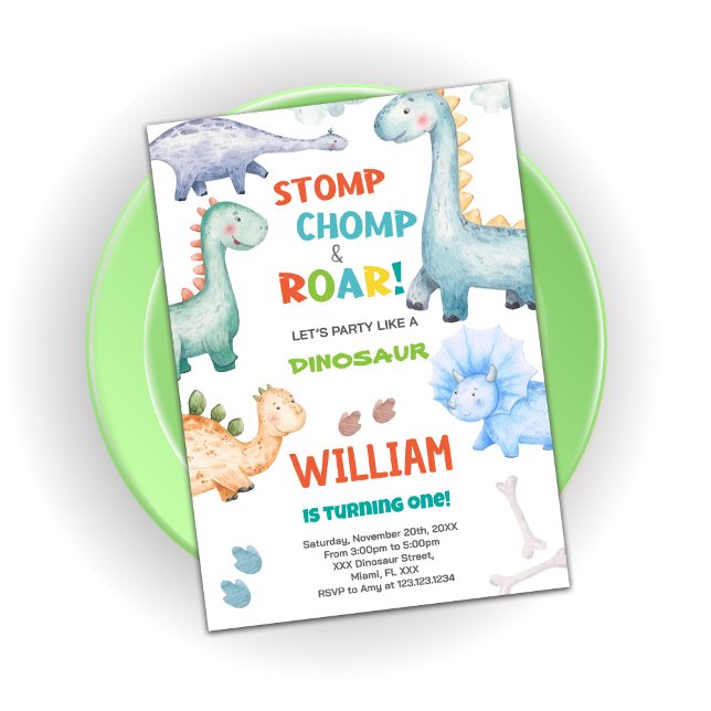Green Dinosaur Geburtstagseinladungen Einladung (Green Dinosaur Birthday Invitations)