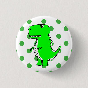 Green Dinosaur Green Polka Dots Button