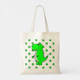 Green Dinosaur Green Polka Dots Tote Tag Tragetasche