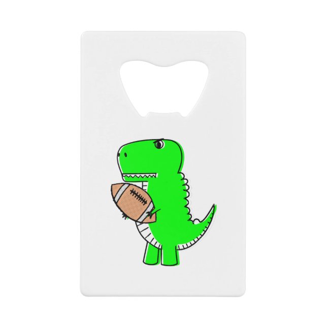Green Dinosaur Lieben Football Geldbeutel Flaschenöffner (Vorderseite)