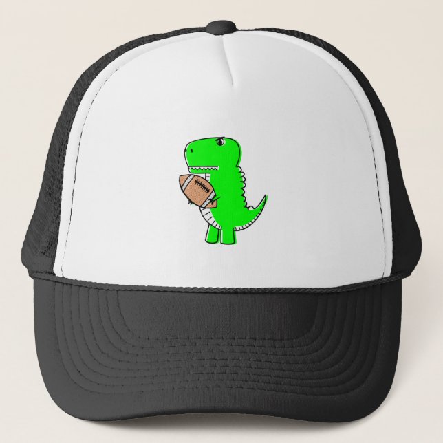 Green Dinosaur Lieben Football Truckerkappe (Vorderseite)
