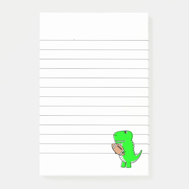 Green Dinosaur Lieben Fußball Lined Post-it Klebezettel (Vorderseite)