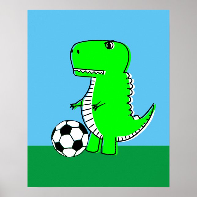 Green Dinosaur Lieben Fußball Poster (Vorne)