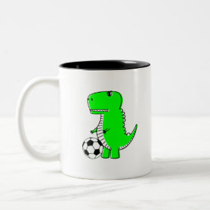 Green Dinosaur Lieben Fußball Zweifarbige Tasse