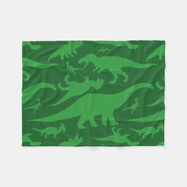 Green Dinosaur Muster Fleecedecke (Vorderseite (Horizontal))
