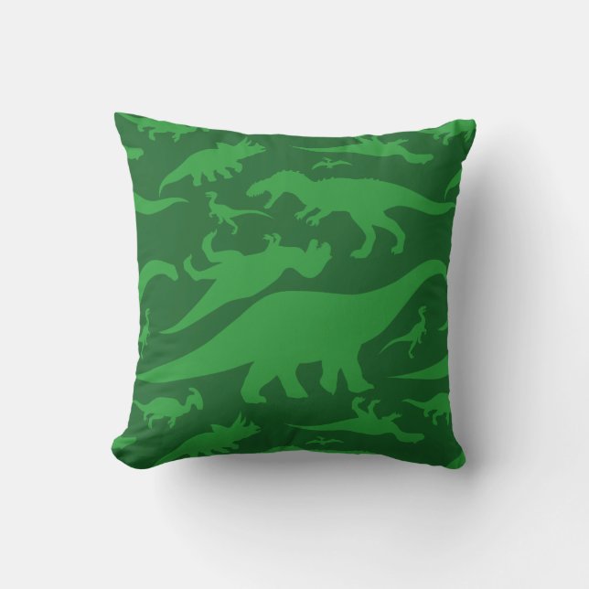 Green Dinosaur Muster Kissen (Vorderseite)