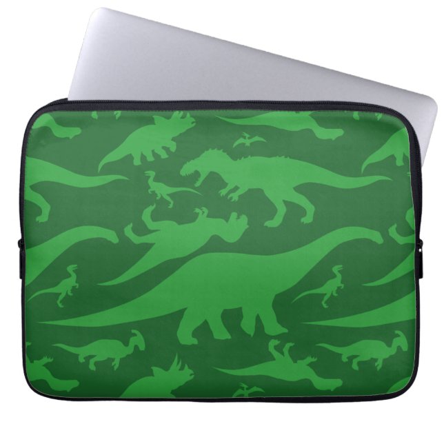 Green Dinosaur Muster Laptopschutzhülle (Vorderseite)