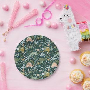 Green Dinosaur Muster Pappteller