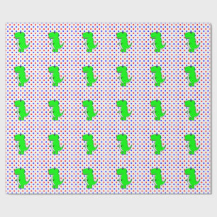 Green Dinosaur Red Blue Polka Dots Wrapping Paper Geschenkpapier