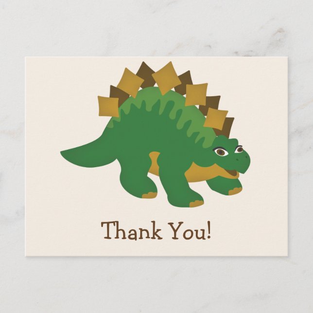 Green Dinosaur, Stegosaurus Danke Postkarte (Vorderseite)