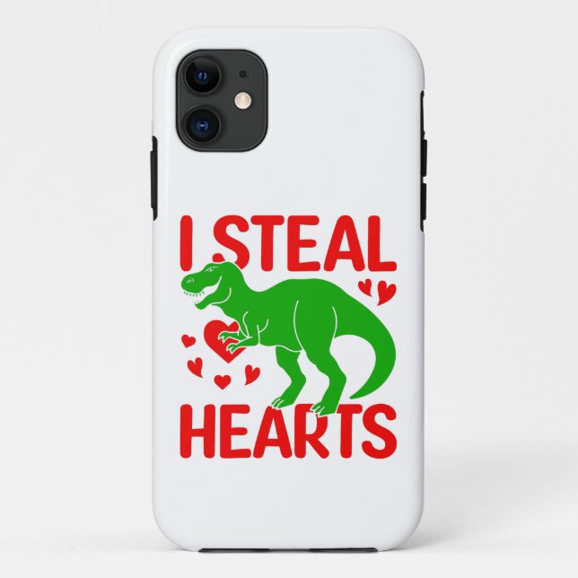 Green Dinosaur Valentine I Steal Hearts Case-Mate iPhone Hülle (Rückseite)