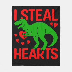 Green Dinosaur Valentine I Steal Hearts Fleecedecke