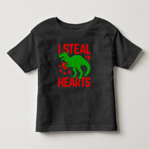 Green Dinosaur Valentine I Steal Hearts Kleinkind T-shirt