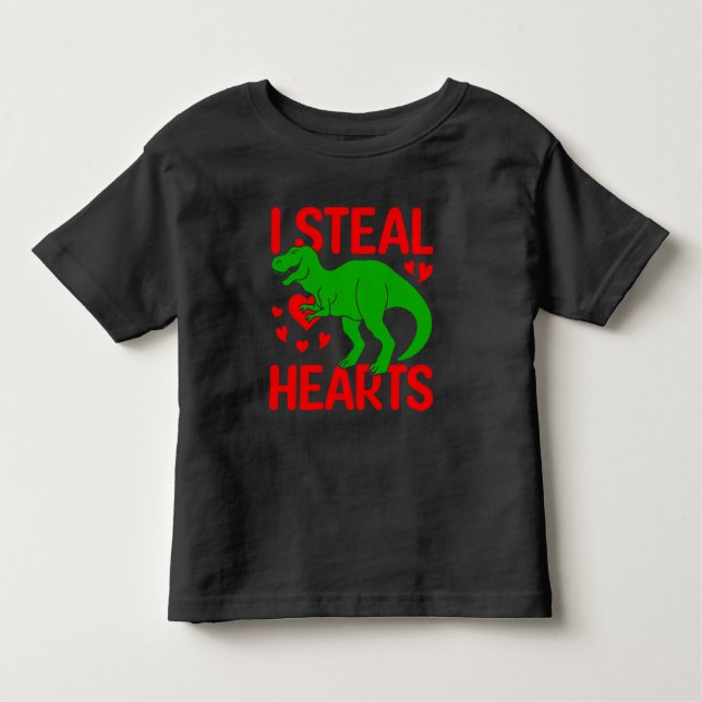 Green Dinosaur Valentine I Steal Hearts Kleinkind T-shirt (Vorderseite)