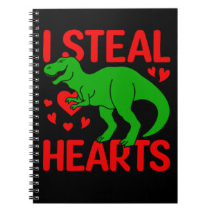 Green Dinosaur Valentine I Steal Hearts Notizblock