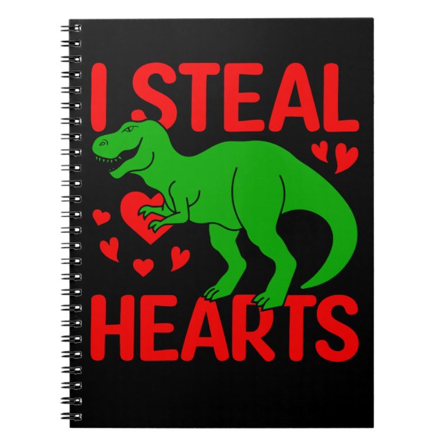 Green Dinosaur Valentine I Steal Hearts Notizblock (Vorderseite)