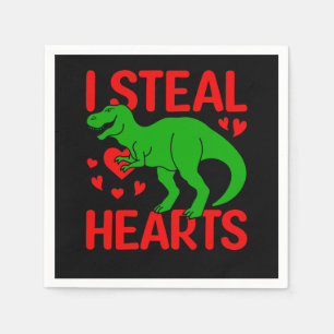 Green Dinosaur Valentine I Steal Hearts Serviette