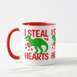 Green Dinosaur Valentine I Steal Hearts Tasse