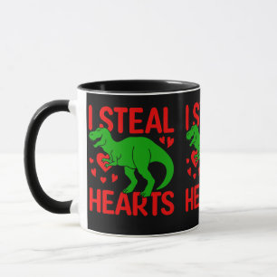 Green Dinosaur Valentine I Steal Hearts Tasse