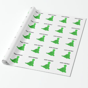 Green Dinosaurier Geburtstagsthema Geschenkpapier