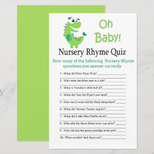 Green Dinosaurier Kinderzimmer Rhyme Quiz Babydusc