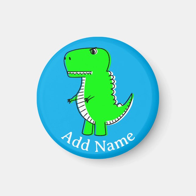 Green Dinosaurier Zeichnend Individuelle Name Magnet (Vorne)