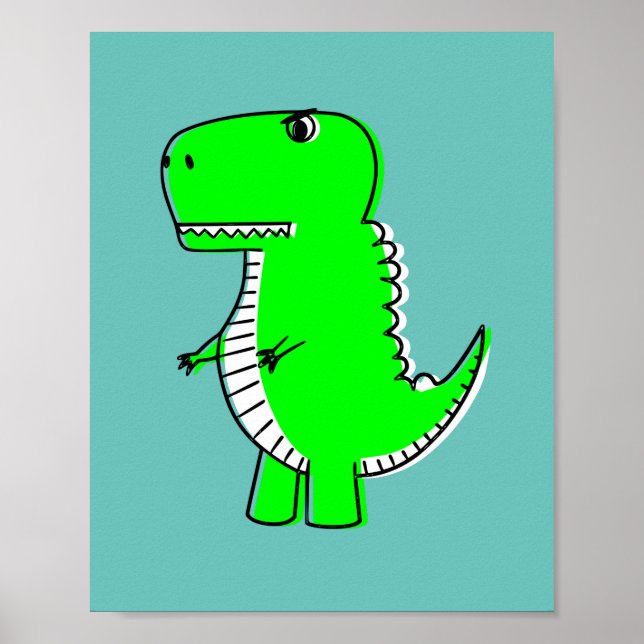 Green Dinosaurier Zeichnend Poster (Vorne)