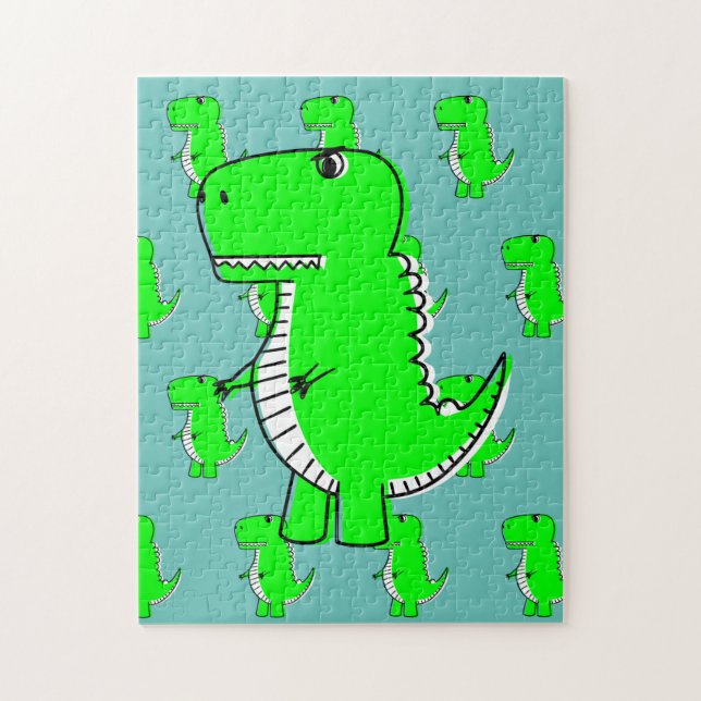 Green Dinosaurier Zeichnend Puzzle (Vertikal)