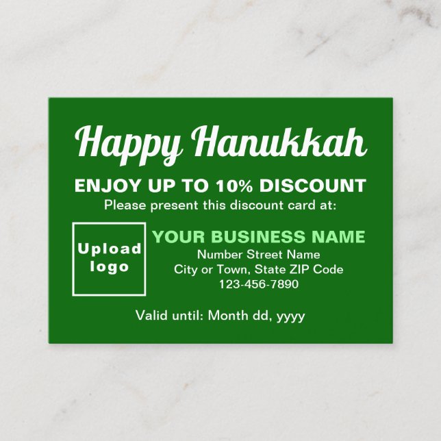 Green Discount Card für Unternehmen Hanukkah Rabattkarte (Vorderseite)