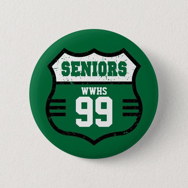Green Distressed Seniors Road Sign Button (Vorderseite)