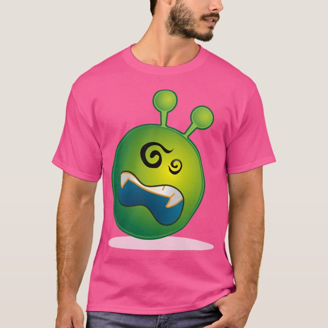 Green Dizzy Alien Emoji T-Shirt (Vorderseite)