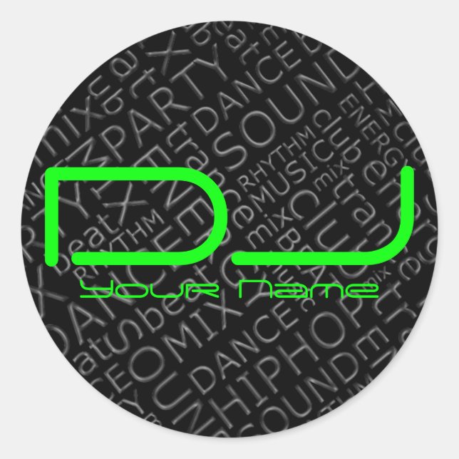 Green DJ Sticker mit Coolem Hintergrund (Vorderseite)