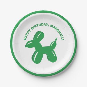 Green Dog Ballon Tier Personalisiertes Party Pappteller