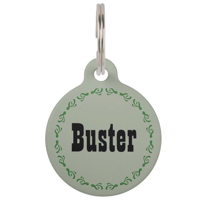 Green Dog Name Tag Haustiermarke (Vorderseite)